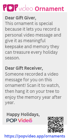 Pop Video Ornament back packaging